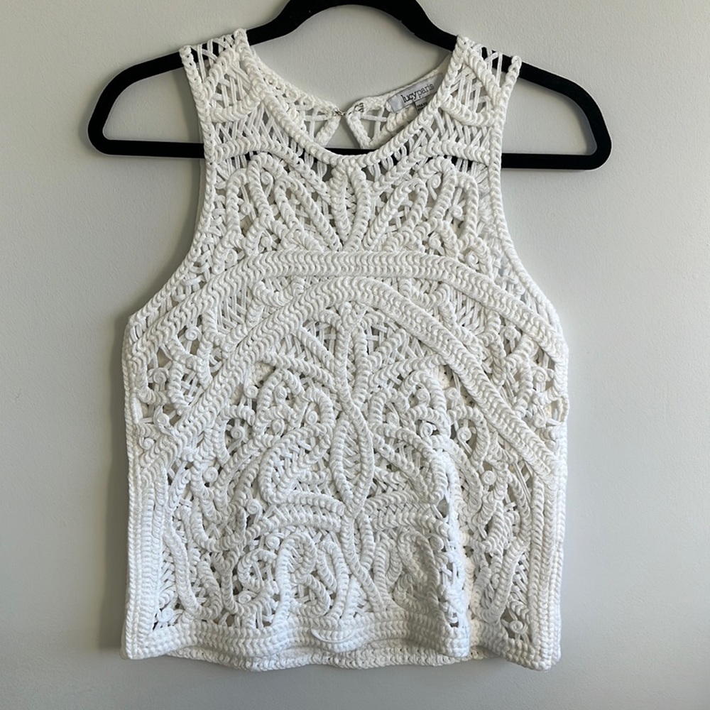 White Crochet Lace Tank